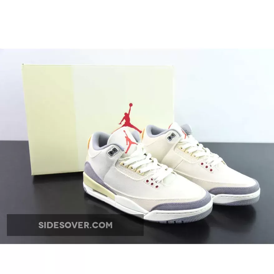 Air Jordan 3 Muslin/University Red-Cement Grey-Sail