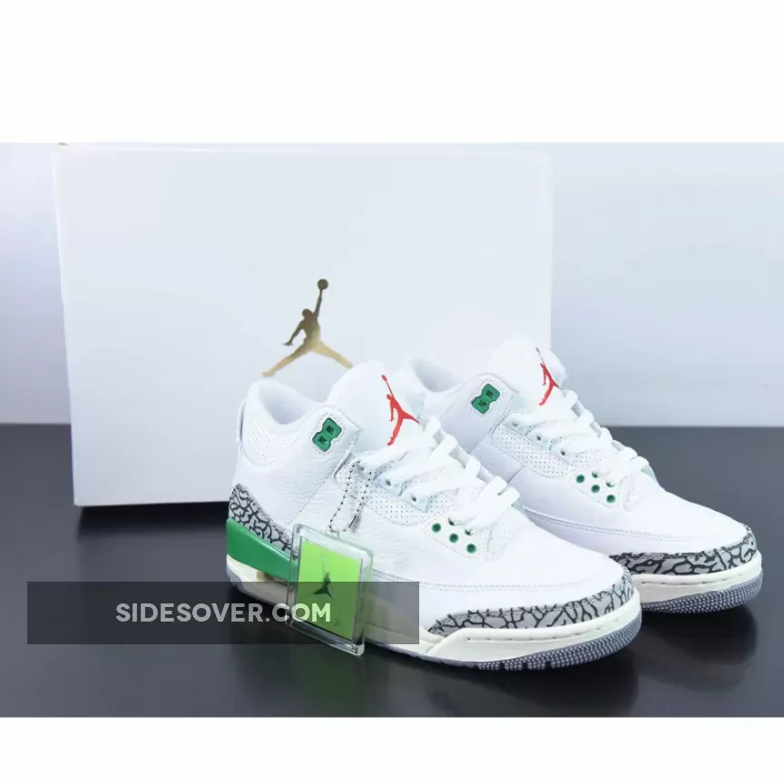 Air Jordan 3 White/Varsity Red-Lucky Green-Cement Grey