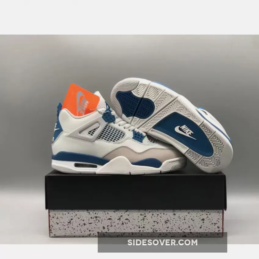 Air Jordan 4 Off-White/Military Blue-Neutral Grey