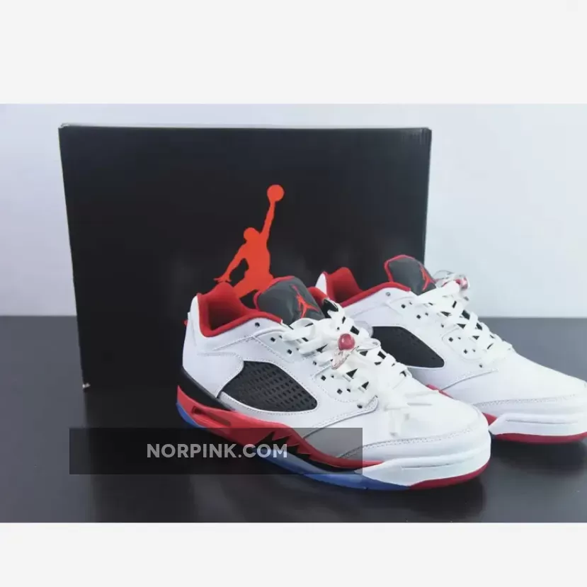 Air Jordan 5 Low "Fire Red" White Fire Red Black