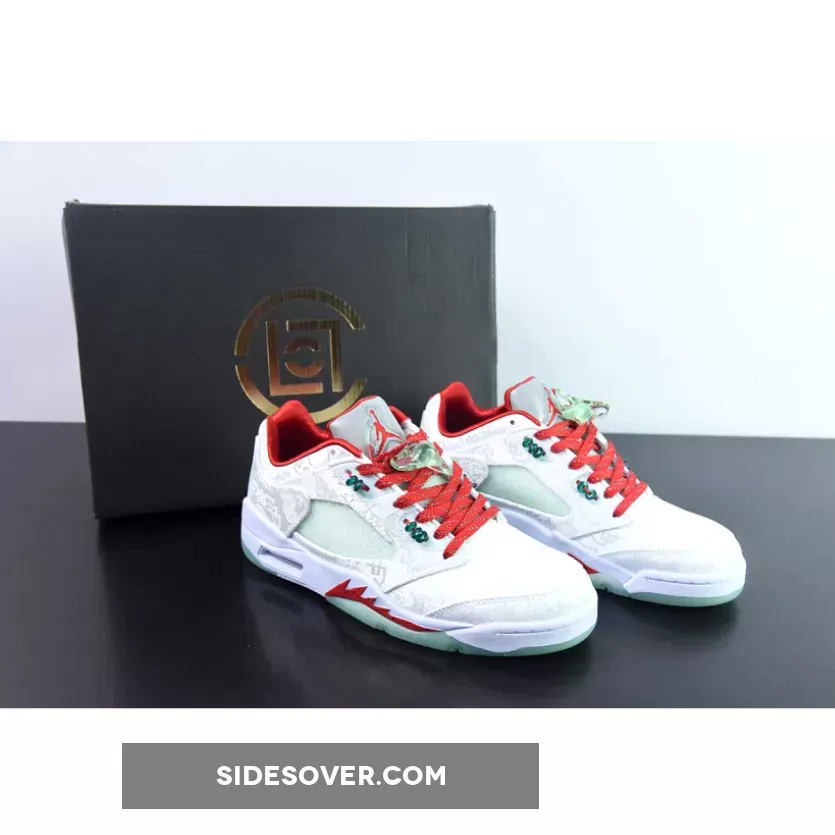 CLOT x Air Jordan 5 Low White Silk