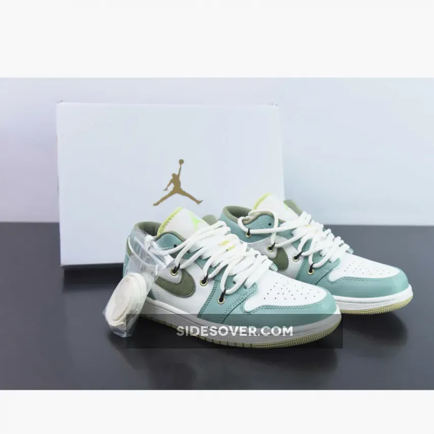 Custom Air Jordan 1 Low Sail White Oil Green