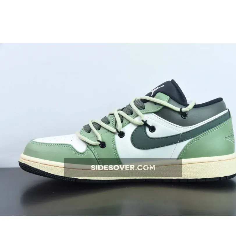 Custom Air Jordan 1 Low White Black Green Custom Air Jordan 1 Low White Black Green