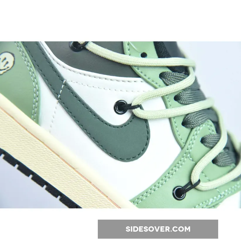 Custom Air Jordan 1 Low White Black Green Custom Air Jordan 1 Low White Black Green