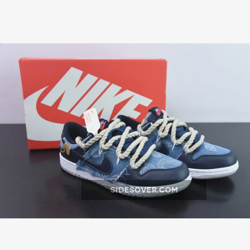 Custom Nike Dunk Low Denim Navy Blue