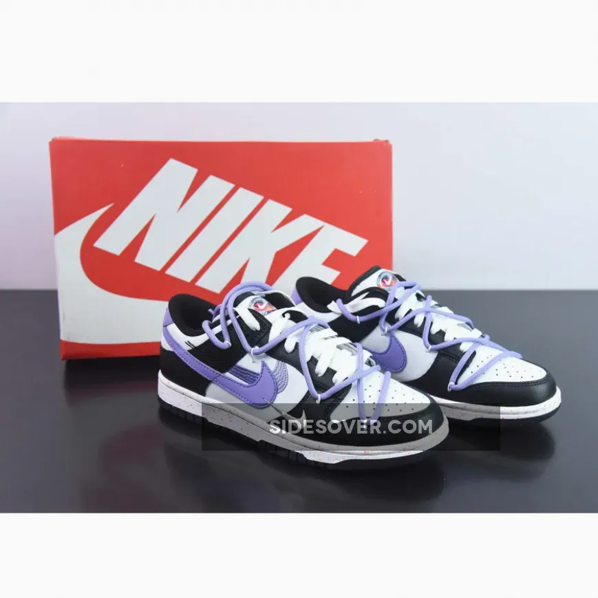 Custom Nike Dunk Low ‘Multiple Swooshes’ White/Black-Purple