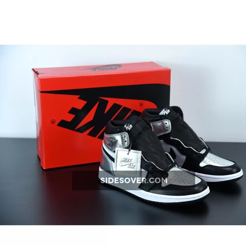 Wmns Air Jordan 1 Retro High Og 'Silver Toe' AJ1 Black/Metallic White/Black